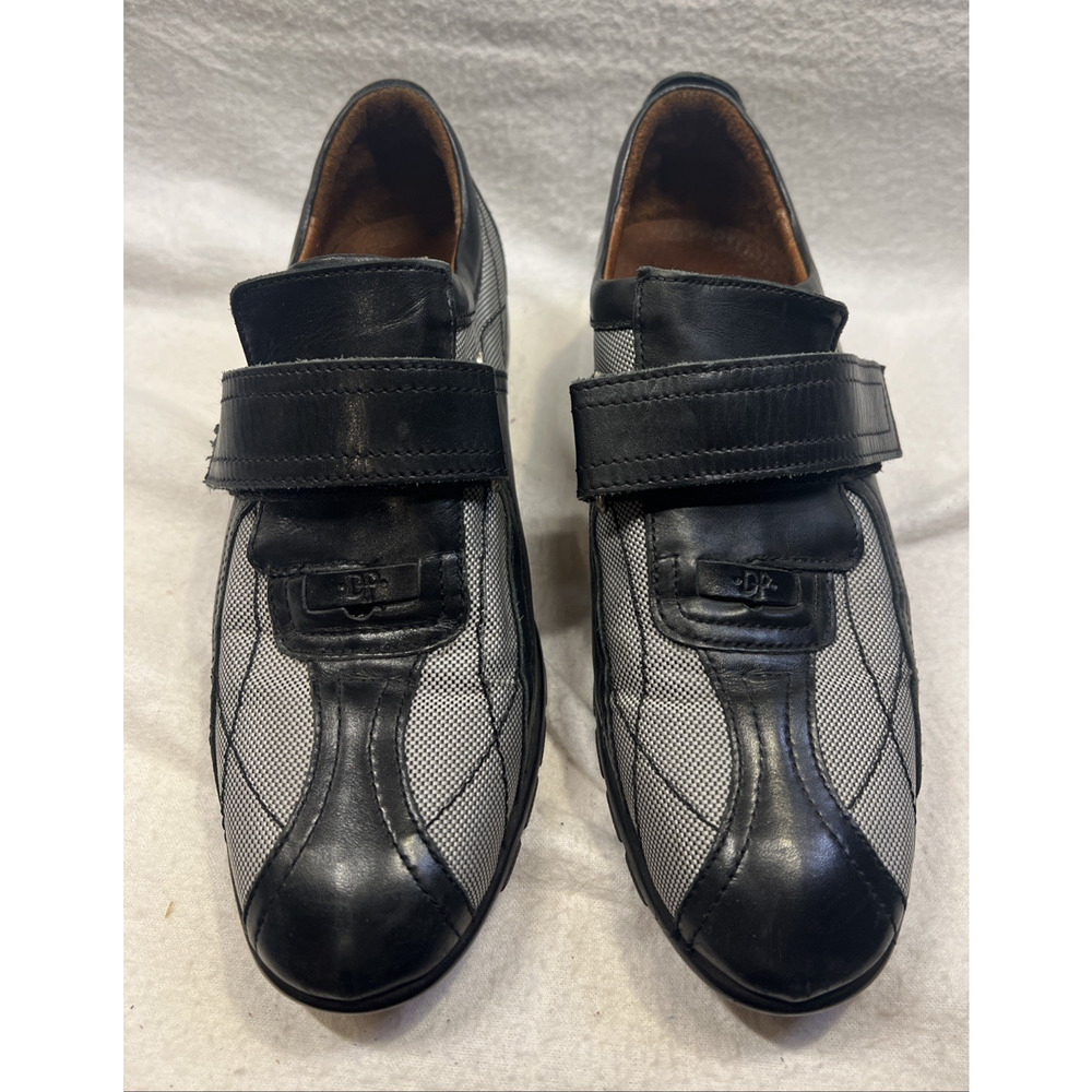DONALD J PLINER black leather gray athletic sneakers shoes Italy sport travel 6